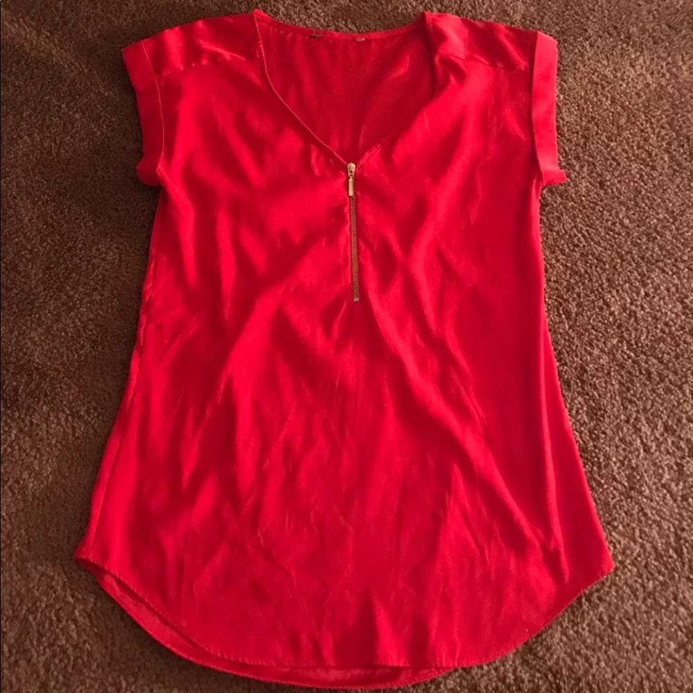 Red and gold express blouse